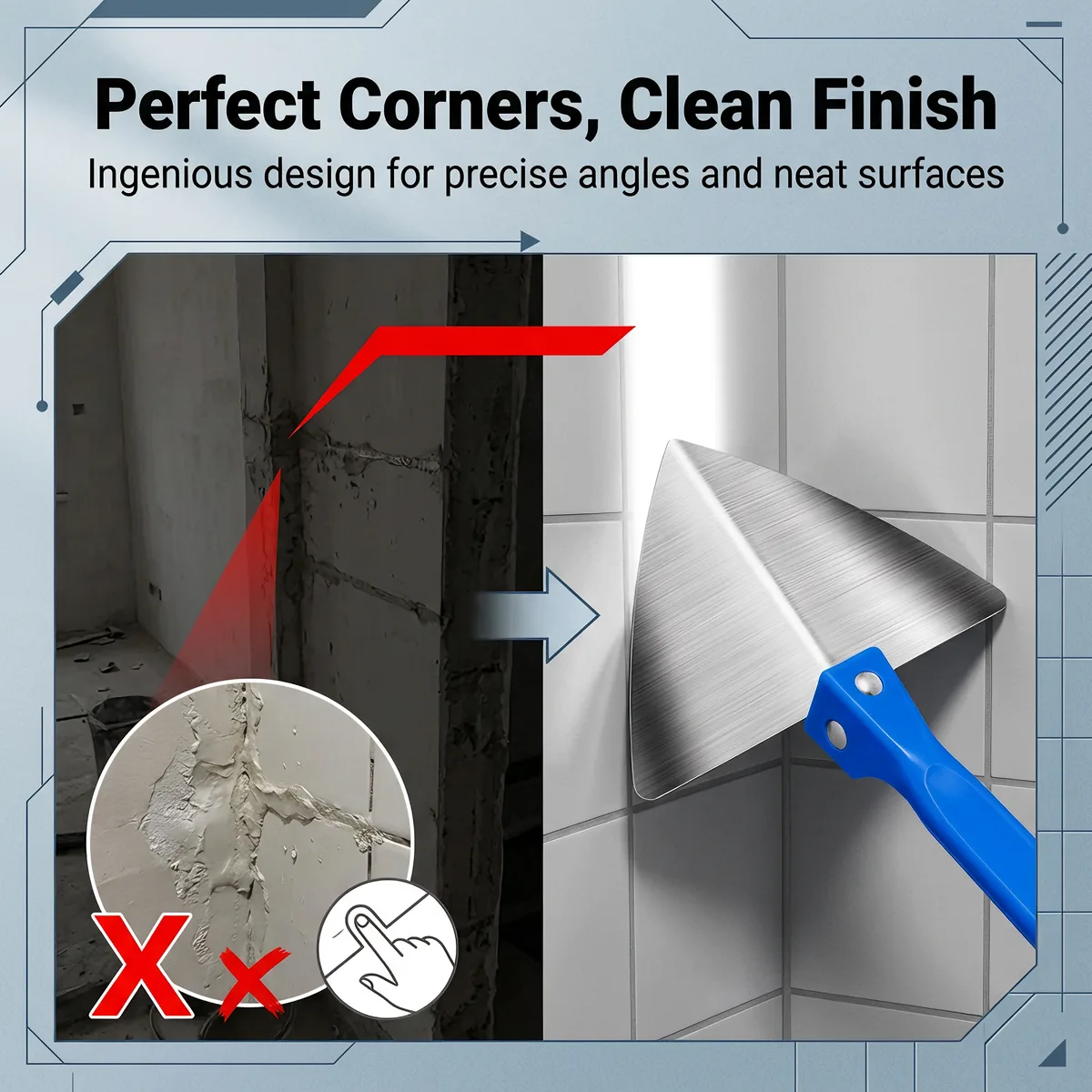 Stainless Steel Corner Scraper with Right-Angle Thickened Blade for Interior/Exterior Wall Decoration Inner Angle Knife image 4