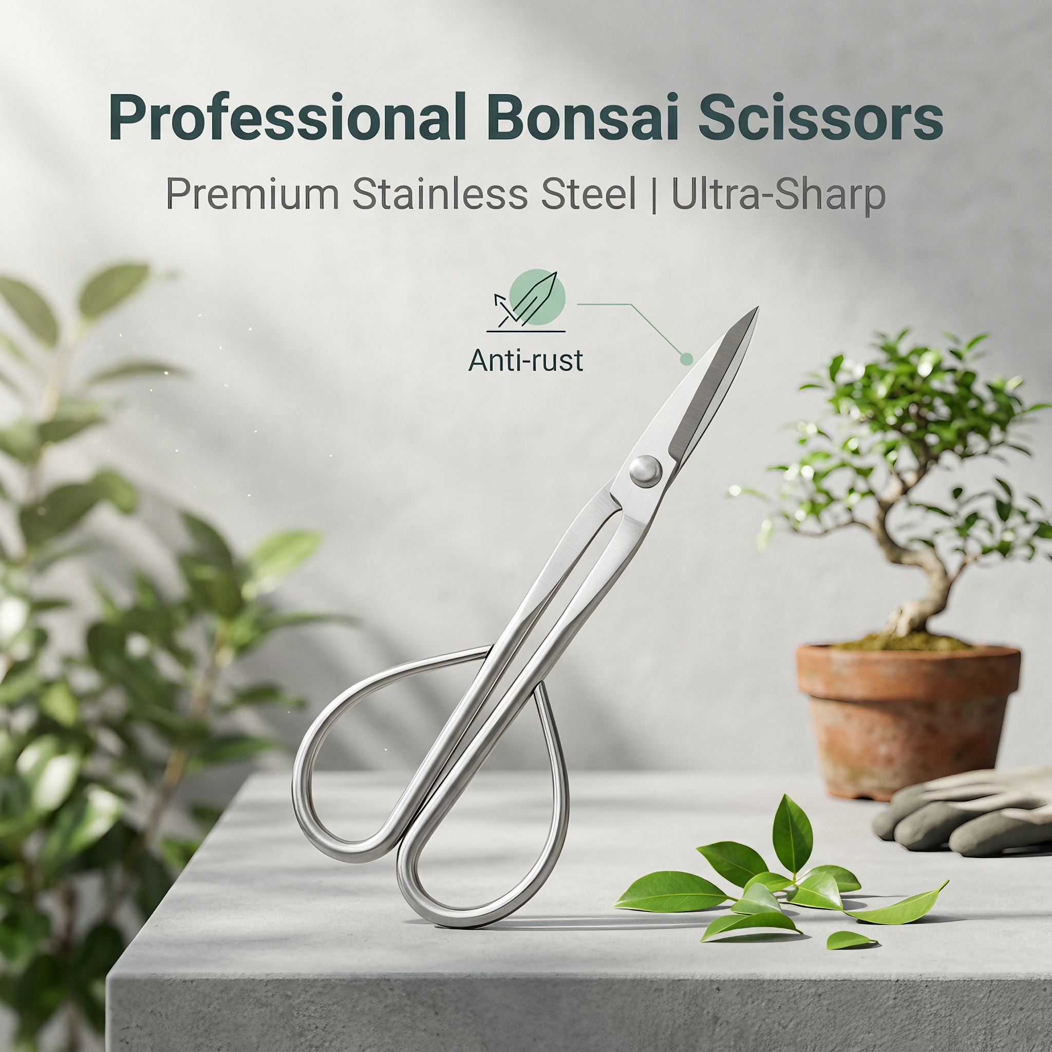 Stainless Steel Fine-Leaf Scissors, Bonsai Gardening Tool, Small Branch Cutter, Pruning Shears, Tree Branch and Bud Trimmer image 3