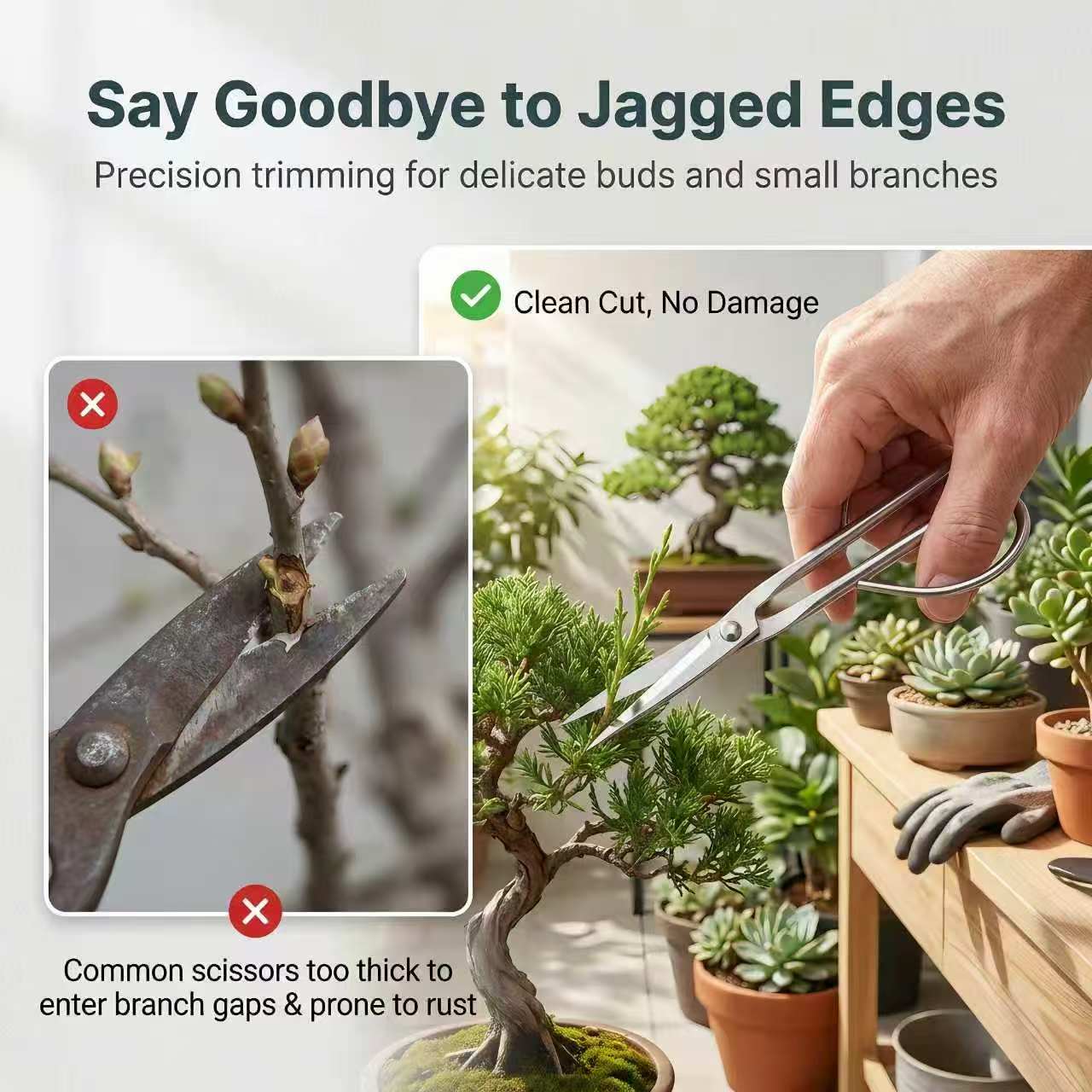 Stainless Steel Fine-Leaf Scissors, Bonsai Gardening Tool, Small Branch Cutter, Pruning Shears, Tree Branch and Bud Trimmer image 5