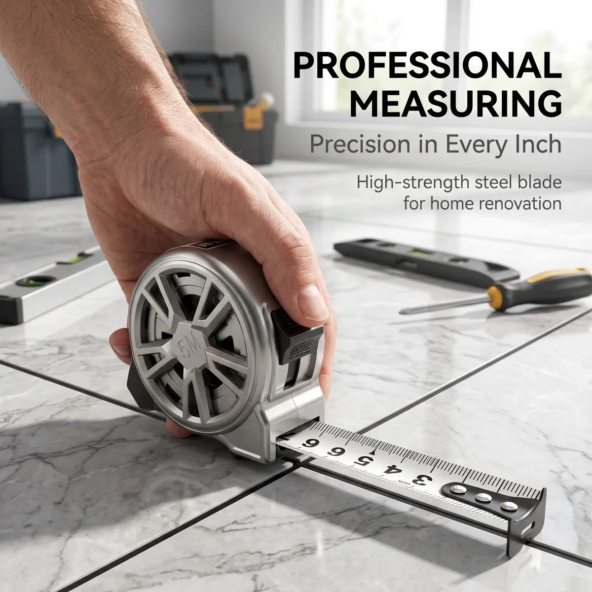 Stainless Steel Hollow Self-winding Tape Measure 5m 25mm Waterproof Wear-resistant Rust-proof High-precision Thickened image 3