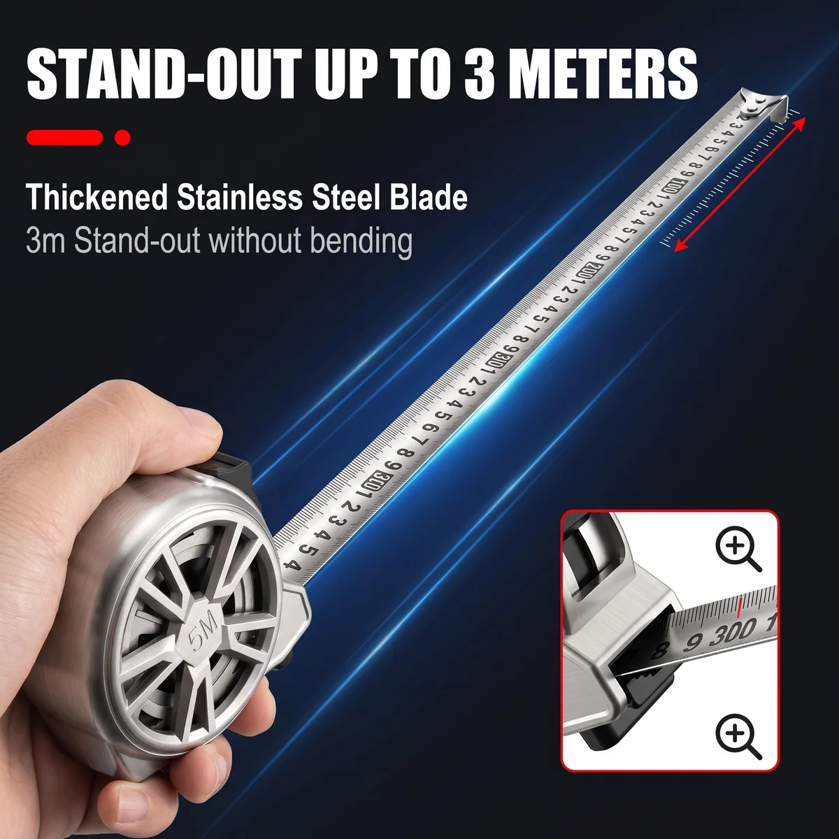 Stainless Steel Hollow Self-winding Tape Measure 5m 25mm Waterproof Wear-resistant Rust-proof High-precision Thickened image 5