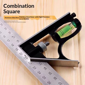Stainless Steel Multi-functional L-shaped 90-degree Corner square Carpentry Right-angle Level Combination Measuring Tool China