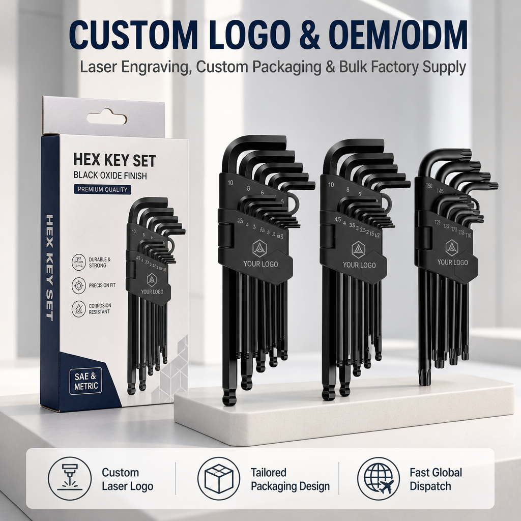 STARLINE Black Oxide Chrome Stainless Steel Ball Head Hex Key Set Metric Security Torx Industrial Grade Folding Allen Wrench Kit image 2