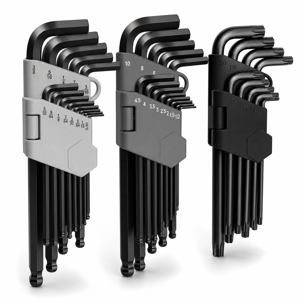 STARLINE Black Oxide Chrome Stainless Steel Ball Head Hex Key Set Metric Security Torx Industrial Grade Folding Allen Wrench Kit image 4