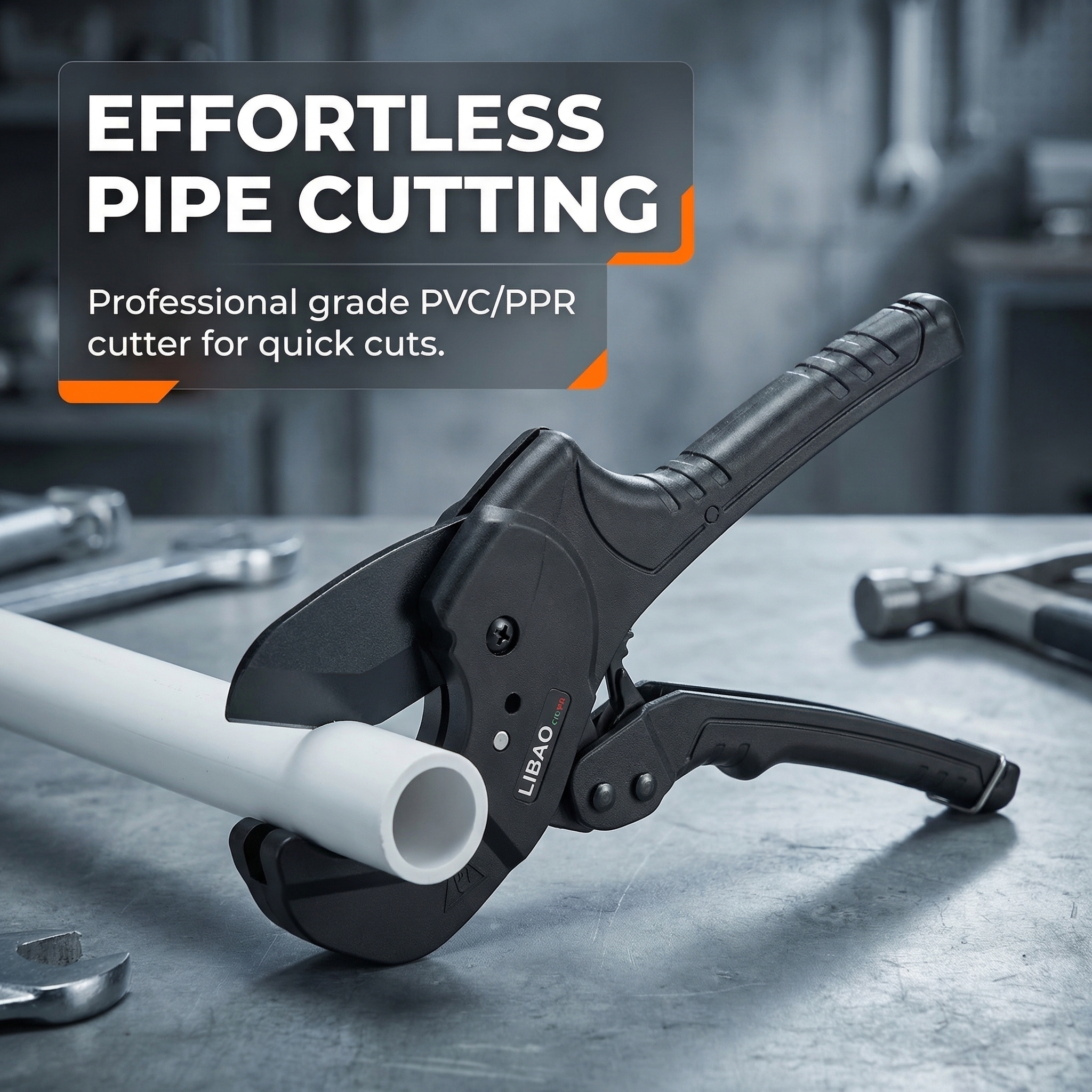 STARLINE Heavy-Duty Industrial/DIY Grade Ratcheting Clamp-On PVC Pipe Cutter with 1-1/4" Capacity for Multi-Use PVC & PEX Pipes image 2