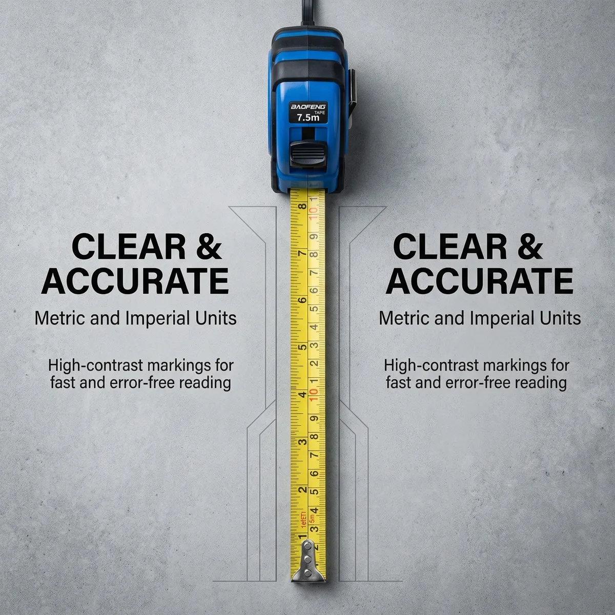Starline High Precision Self Lock Dual Color ABS Case Matte Wear Resistant Metric Imperial Stainless Steel Tape Measure image 6