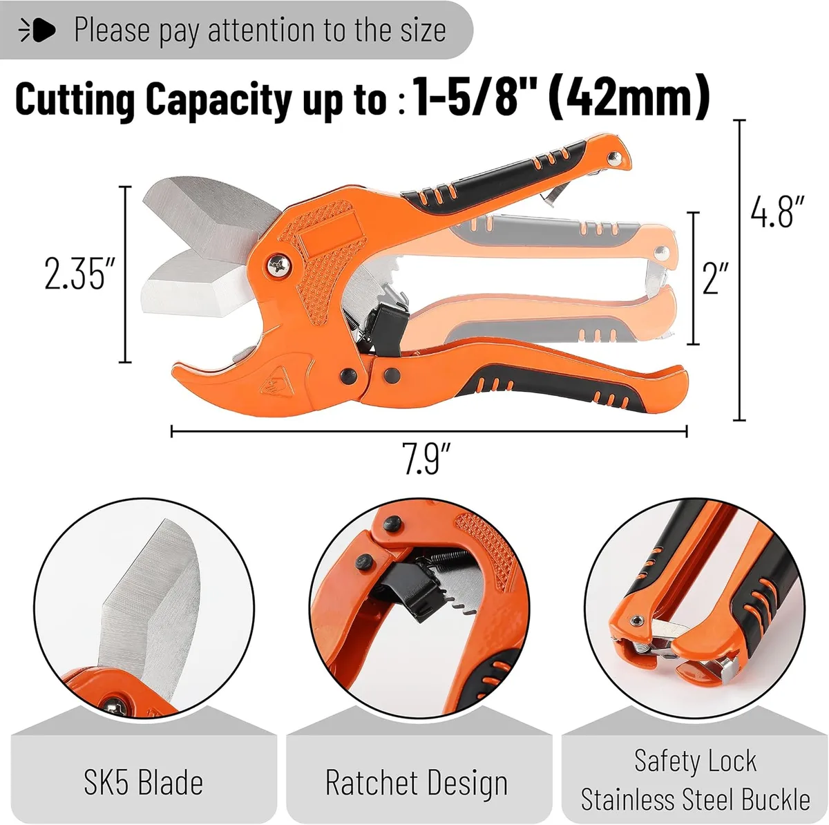 Ratcheting Clamp On Pvc Pipe Cutter with 14 Capacity image 3