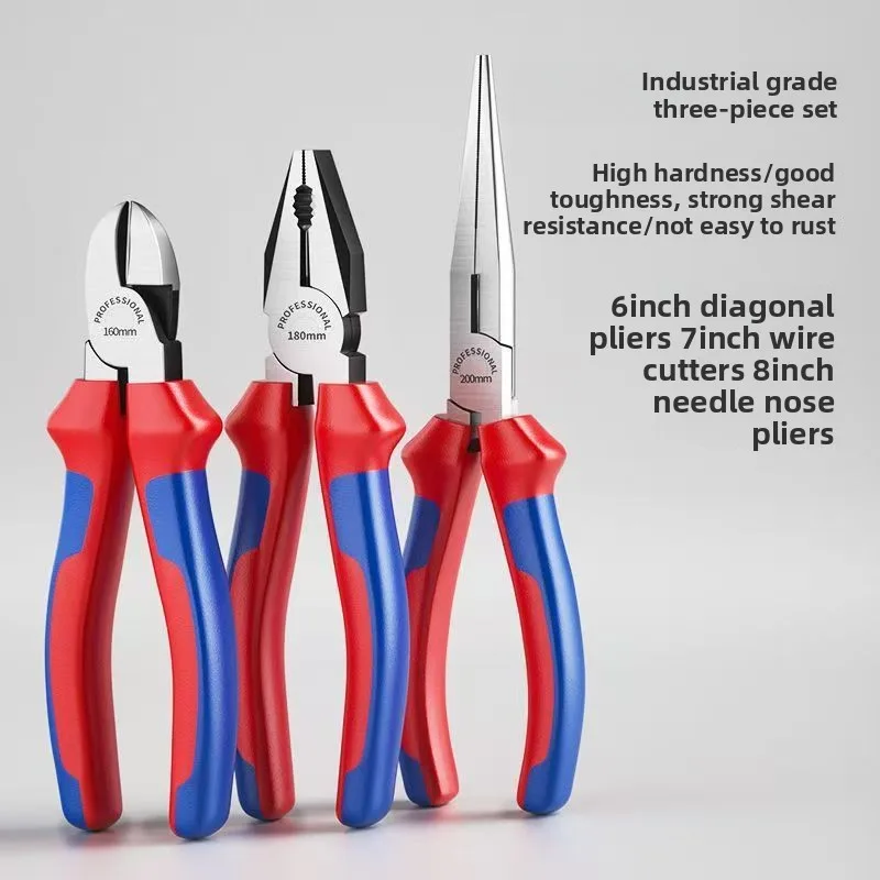 Stock Wholesale Factory Direct Ergonomic Non-Slip Industrial-Grade Multi-Purpose Carbon Steel Wire Cutters Plastic Pliers image 3