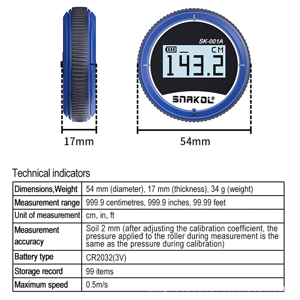 Straight-curve Surface Multi-function Electronic Tape Measure Distance Meter Cylindrical Arc Diameter Gauge Wheel Ruler SK-001A image 2
