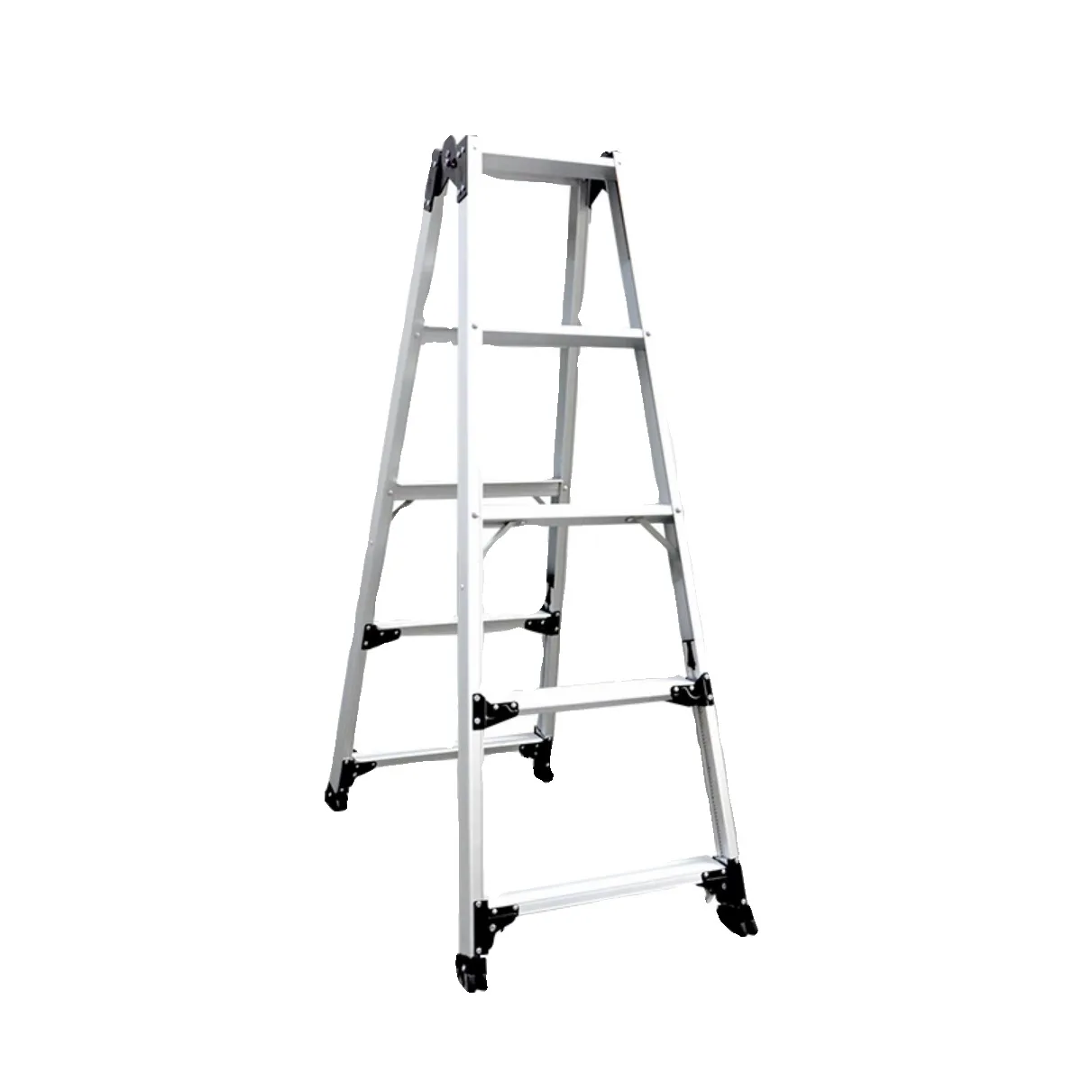 Retractable Dual-Purpose Straight Aluminum Alloy A-Frame Combination Ladder OEM Customization Plastic Portable for Terrain Use image 6