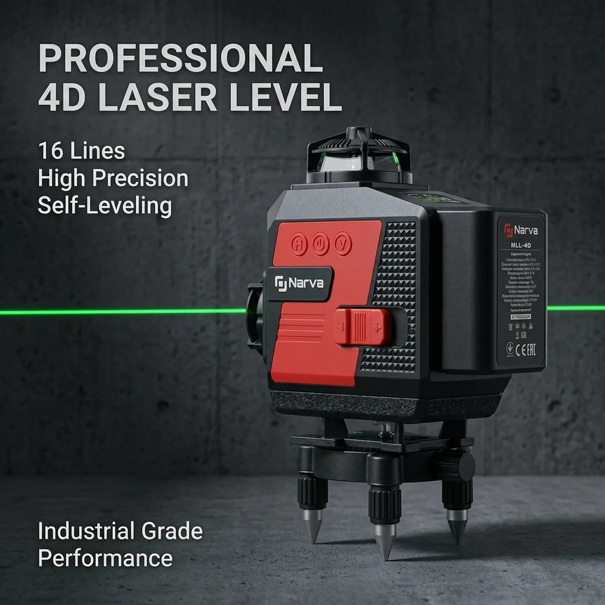 Professional Industrial DIY 3D Laser Level 16 Self-Leveling Cross Line Vertical Horizontal Green Beam 50m DC 18V 18650 Lithium image 3