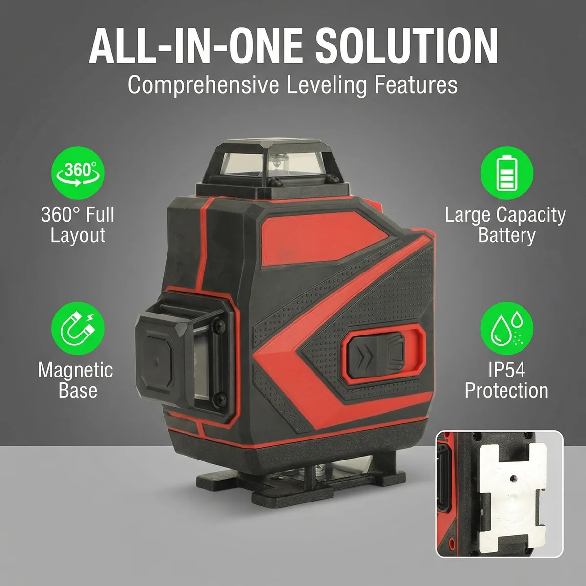 SANTWELL 16/12/8-Line Green Industrial Grade DIY Lithium Battery Laser Level Meter 360 Horizontal Vertical Cross Line Laser image 5