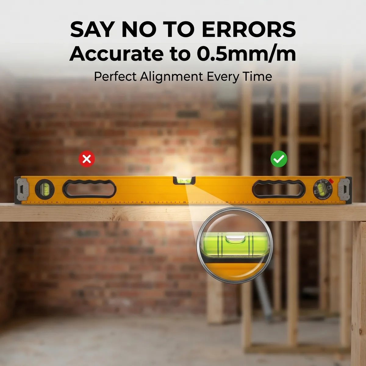 Starline STL-RSLJ03 Industrial-Grade Aluminium 400mm Spirit Level 10mm Accuracy 4-Point Magnet 360 Emission Angle 0.5mm Tile image 5