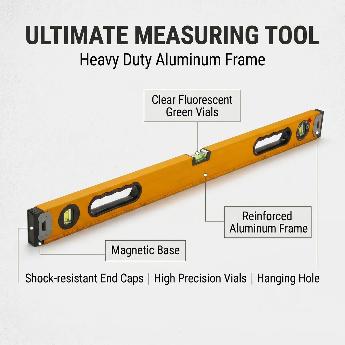 Starline STL-RSLJ03 Industrial-Grade Aluminium 400mm Spirit Level 10mm Accuracy 4-Point Magnet 360 Emission Angle 0.5mm Tile image 6