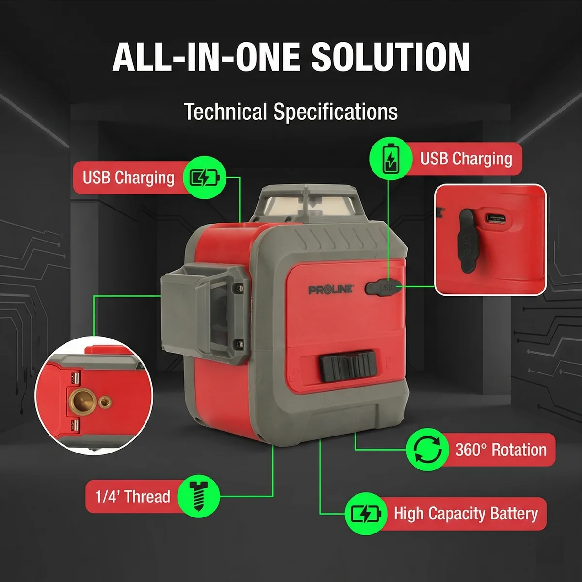 3d Laser Level 16 Line Self Leveling Cross Line Vertical image 7