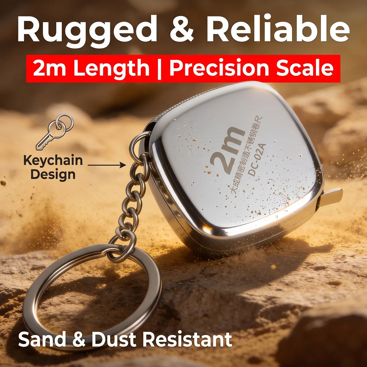 Mini Retractable Tape 2 Metric Stainless Keychain image 6