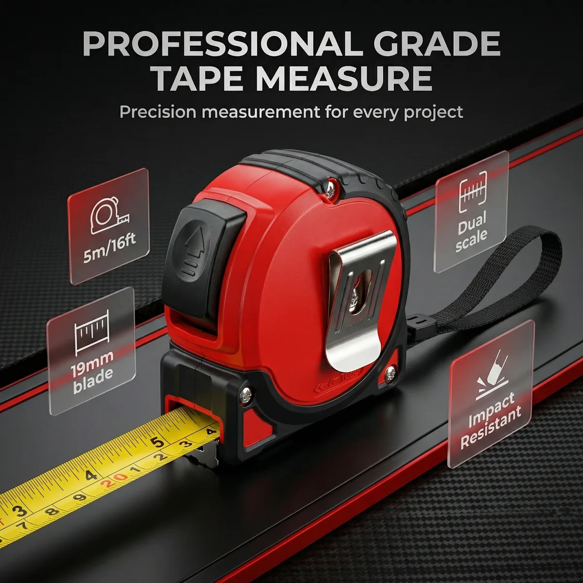 High Precision Auto Lock Dual Color ABS Case Matte Wear Resistant Metric Imperial Stainless Steel Professional Tape Measure image 3