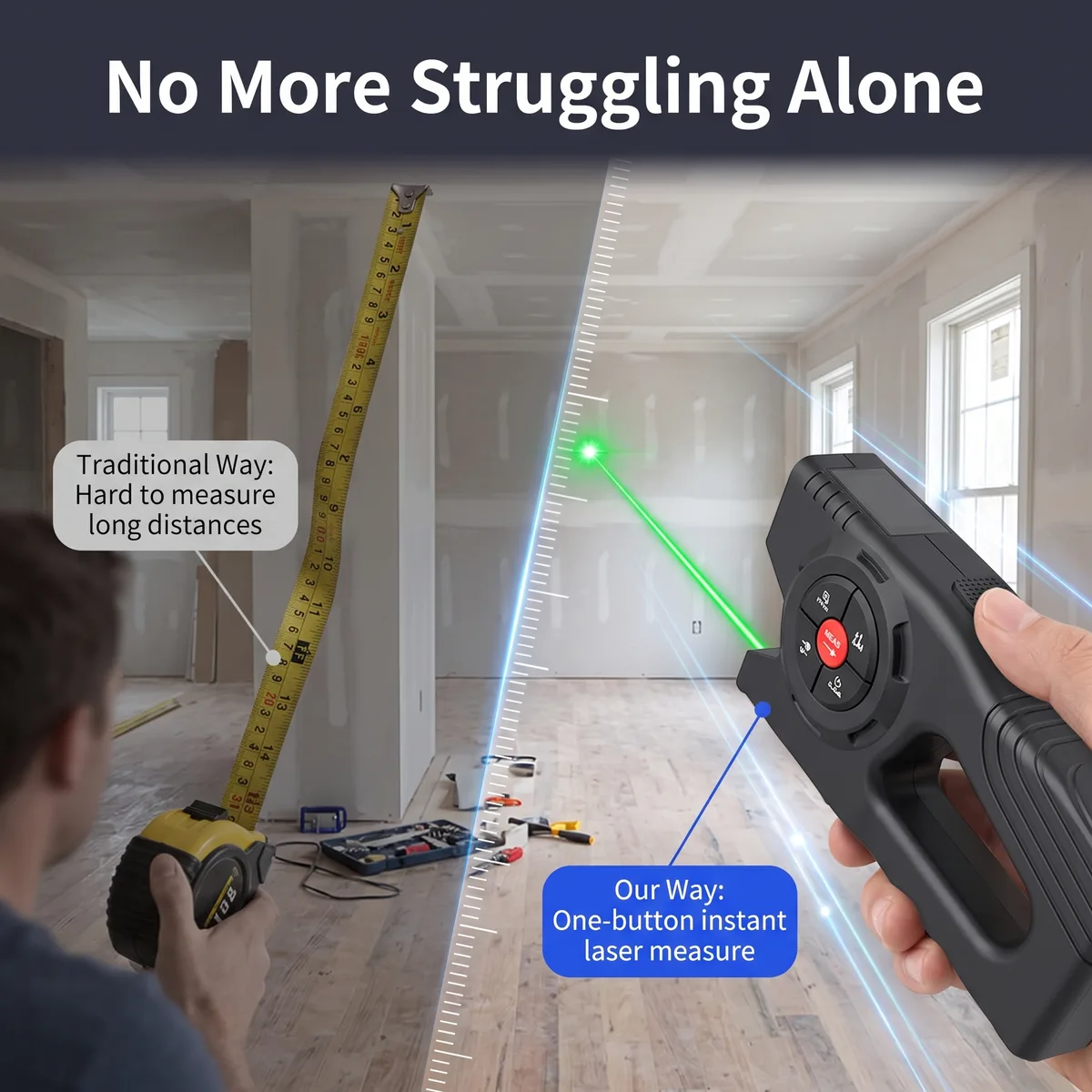 Multifunctional Digital Laser Rangefinder Tape Measure Smart Electronic Ruler3-in-1 Rechargeable Model STL-SG2092 image 4