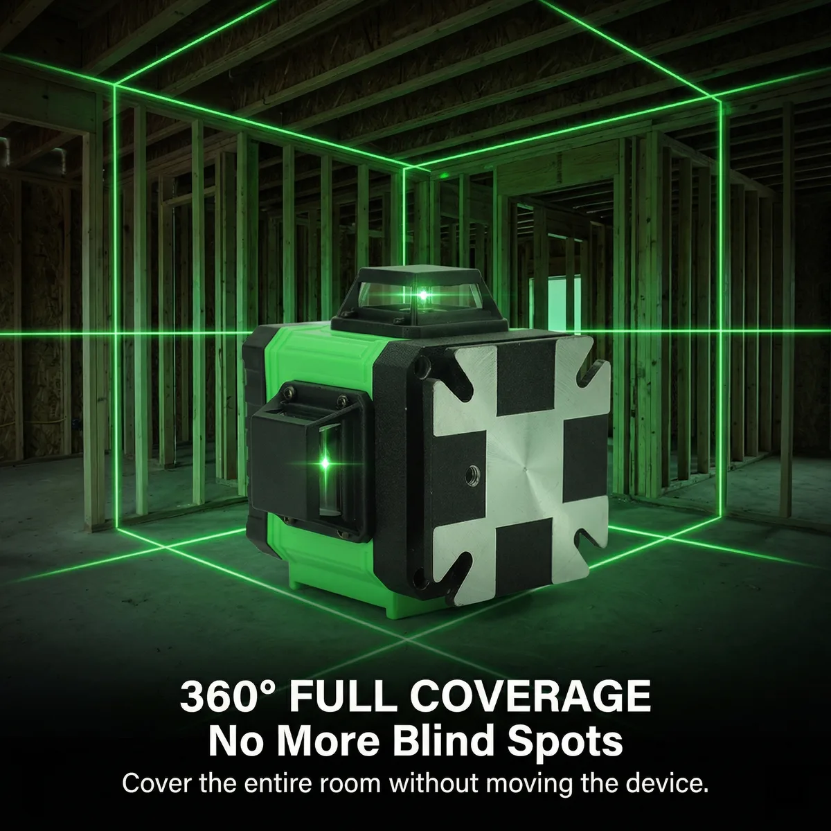 Professional 4D Laser Level 16 Line Self-Leveling Cross Line Vertical Horizontal Laser Pointer Tool Kit OEM Green image 3