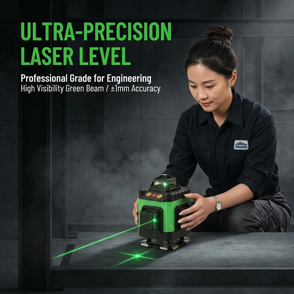 Professional 4D Laser Level 16 Line Self-Leveling Cross Line Vertical Horizontal Laser Pointer Tool Kit OEM Green image 5