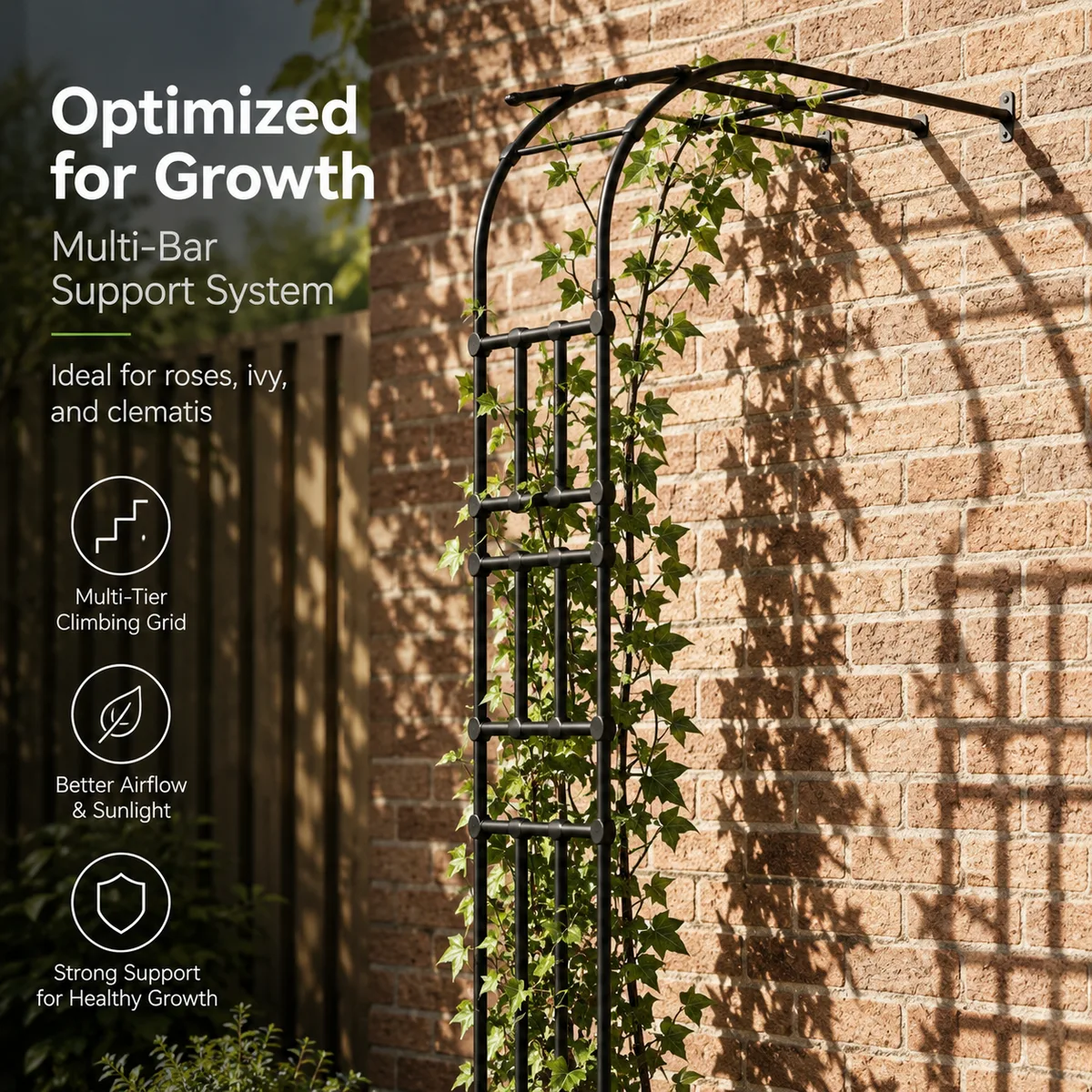 Trellis Wall-Mounted Galvanized Steel Weather-Resistant Plant Support for Roses Vines Clematis Space-Saving Outdoor Garden Arbor image 2