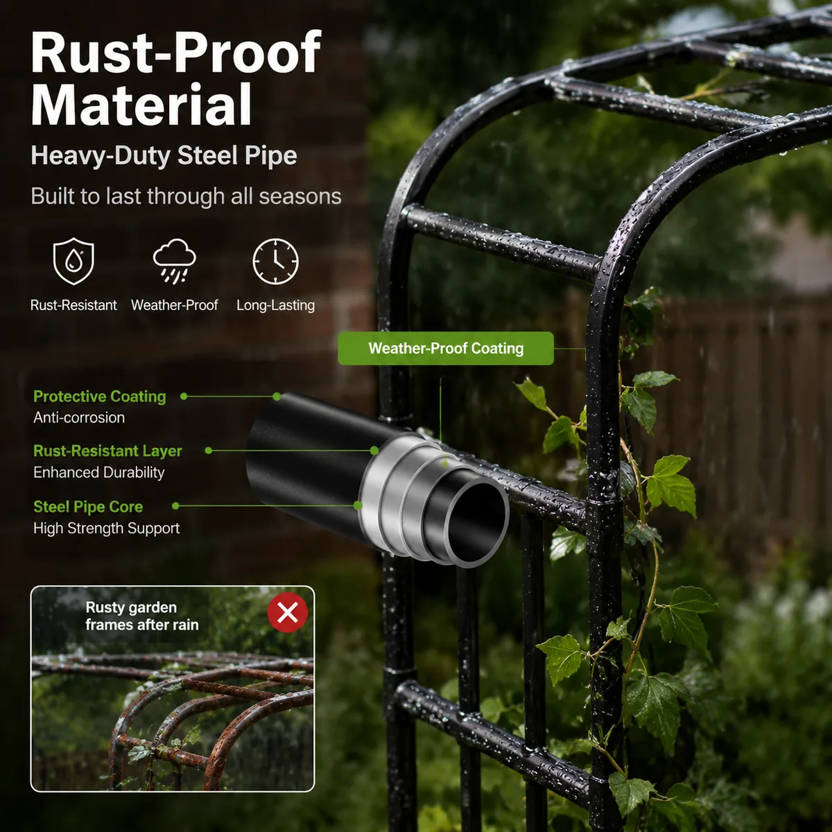 Trellis Wall-Mounted Galvanized Steel Weather-Resistant Plant Support for Roses Vines Clematis Space-Saving Outdoor Garden Arbor image 4