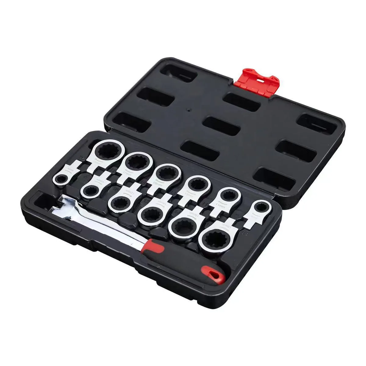 Socket Wrench Set Ratchet 12-in-1 Metric Steel image 2
