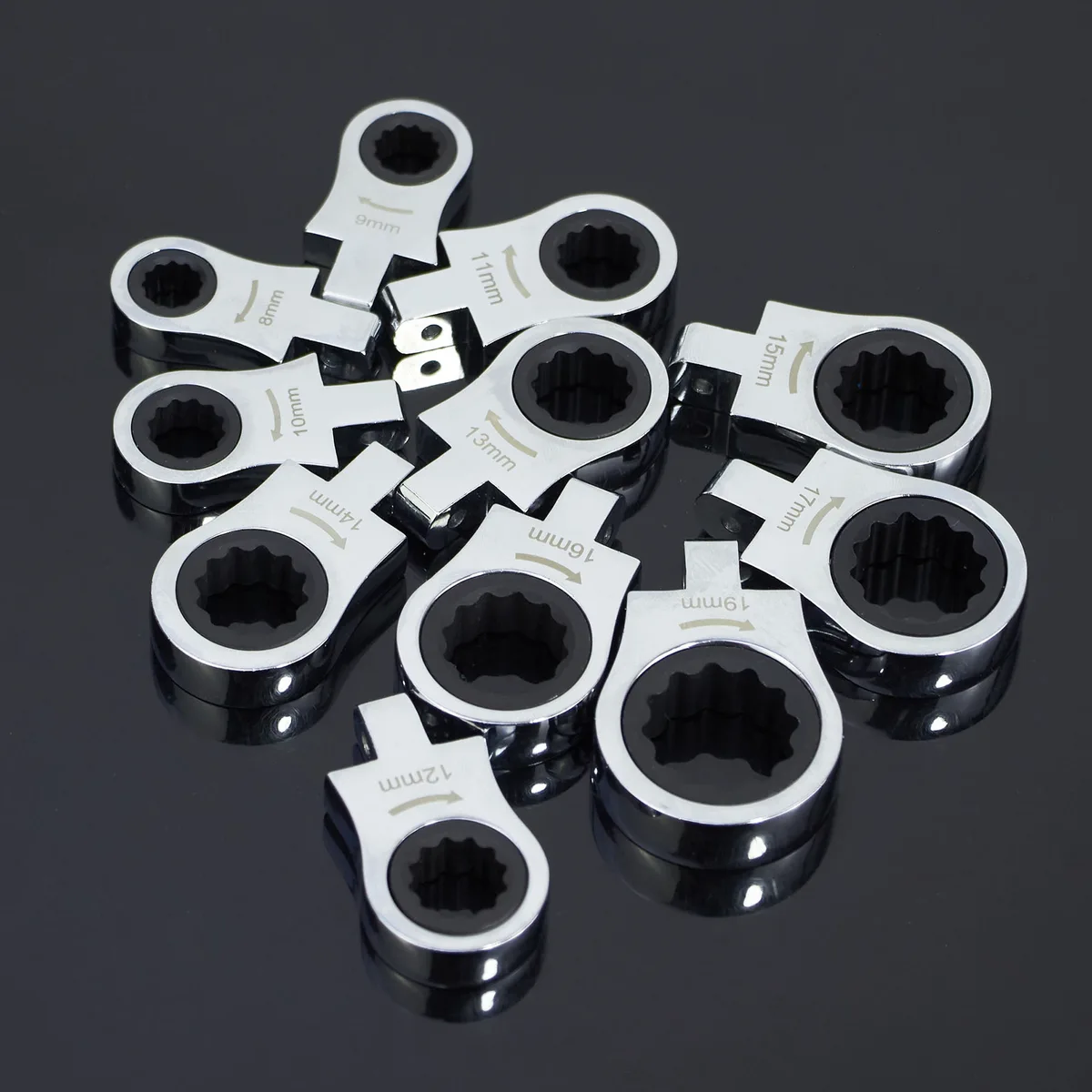 Socket Wrench Set Ratchet 12-in-1 Metric Steel image 5