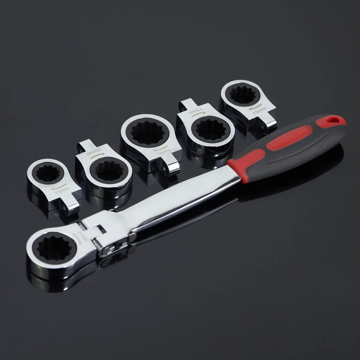 Socket Wrench Set Ratchet 12-in-1 Metric Steel image 6