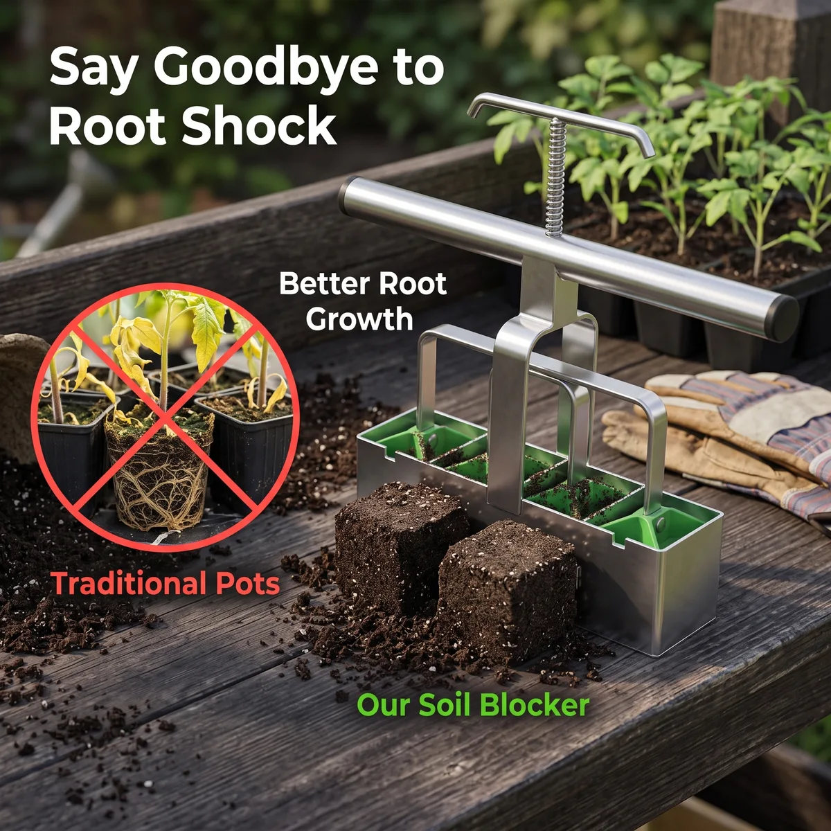 DIY OEM Extended-Handle Manual Steel Soil Block Maker Handheld Seed Starter Gardening Tool STL-SG2067 image 7