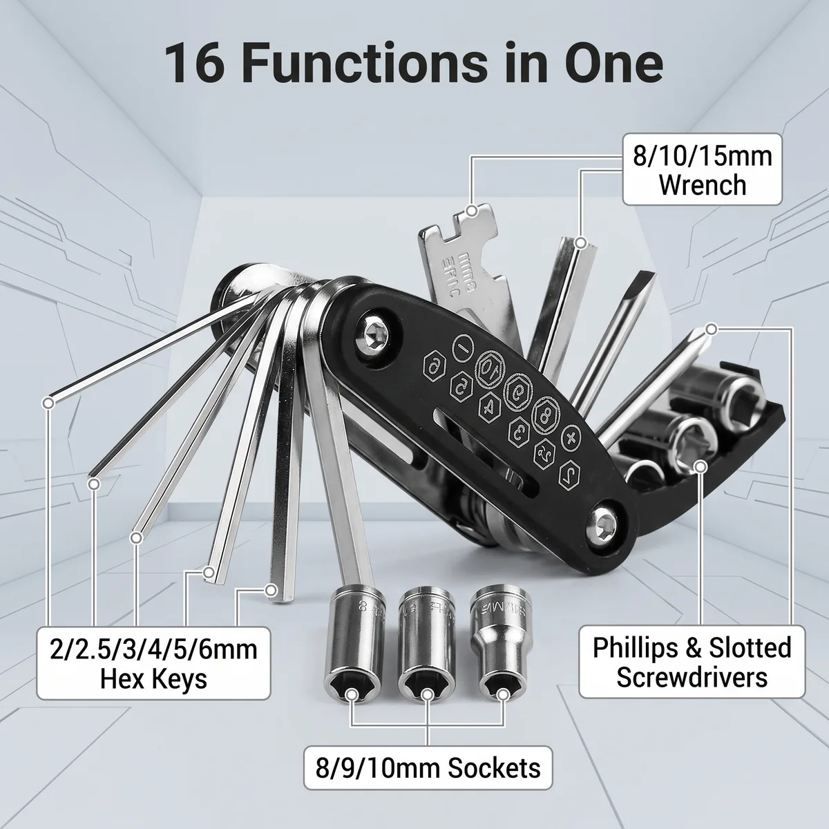 China High-Carbon Steel Folding Multi-Purpose Screwdriver Set Multifunctional Allen Key and Combination Wrench Kit image 3