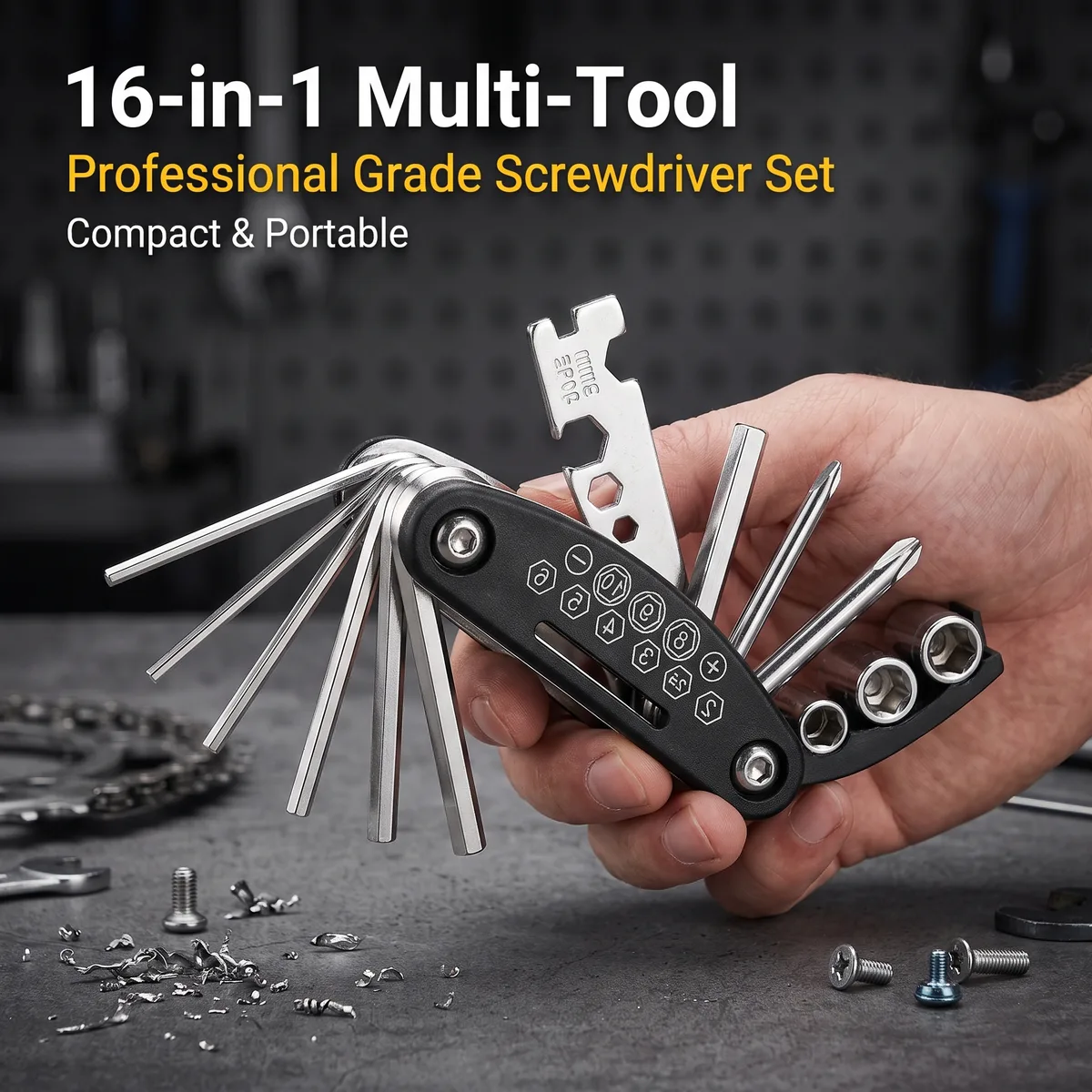 China High-Carbon Steel Folding Multi-Purpose Screwdriver Set Multifunctional Allen Key and Combination Wrench Kit image 4
