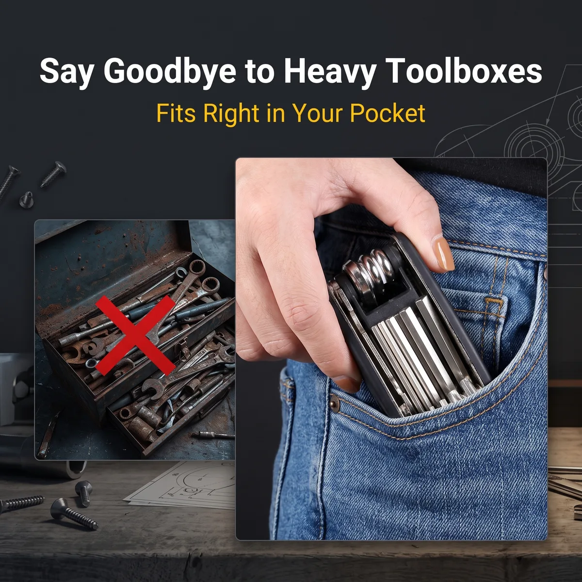 China High-Carbon Steel Folding Multi-Purpose Screwdriver Set Multifunctional Allen Key and Combination Wrench Kit image 5