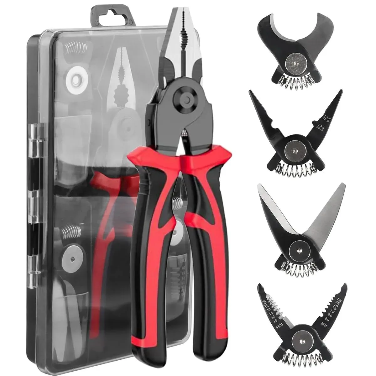 Crimping Pliers Tool Kit Set 5-in-1 Carbon Steel Interchangeable image 2