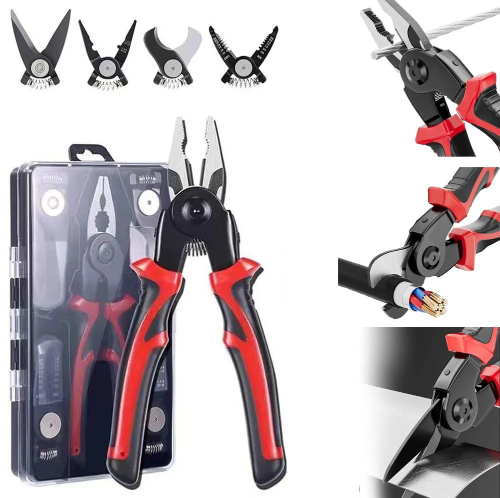 Crimping Pliers Tool Kit Set 5-in-1 Carbon Steel Interchangeable image 4