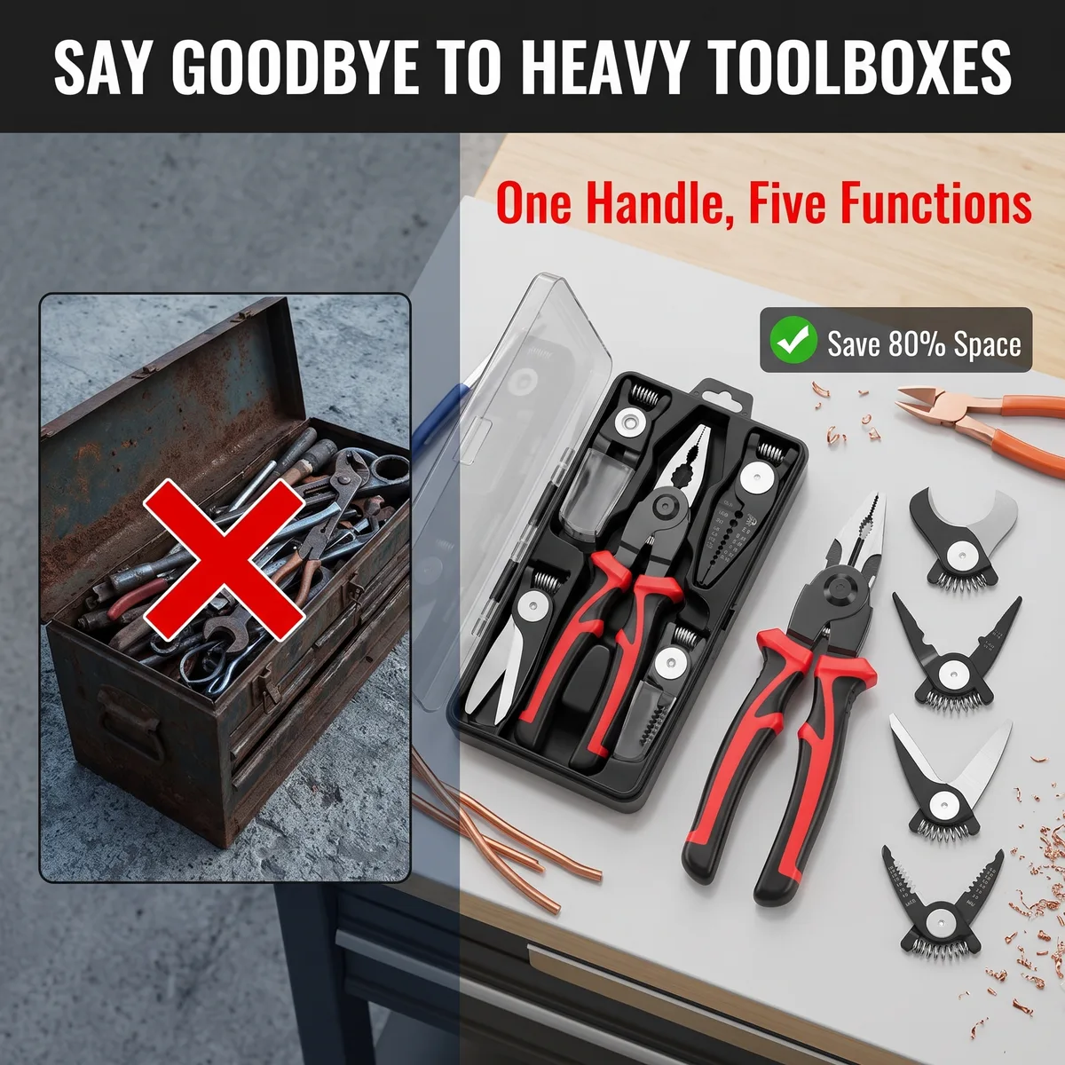Crimping Pliers Tool Kit Set 5-in-1 Carbon Steel Interchangeable image 7