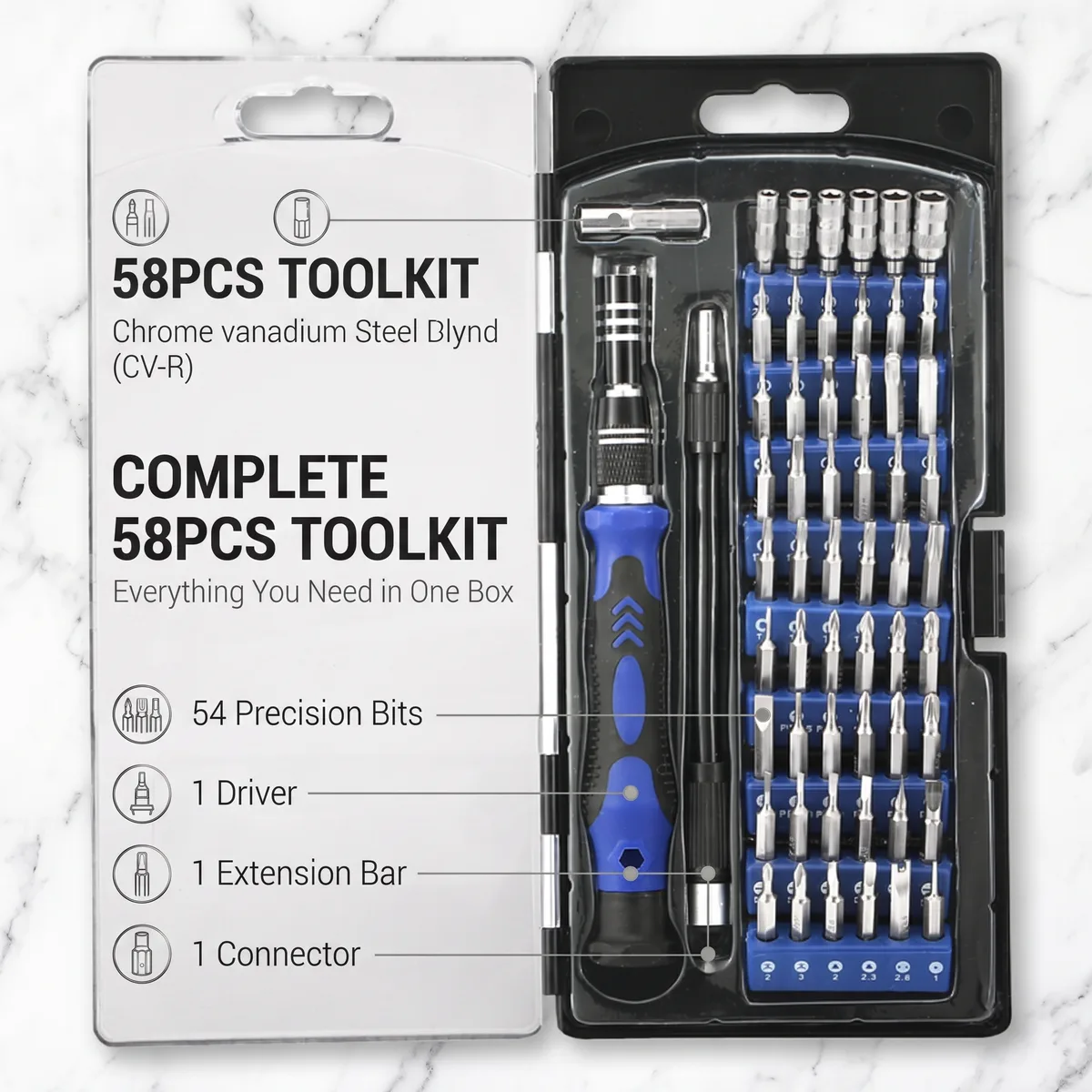 Screwdriver Set Bit Repair 58-in-1 Plastic Unique image 7
