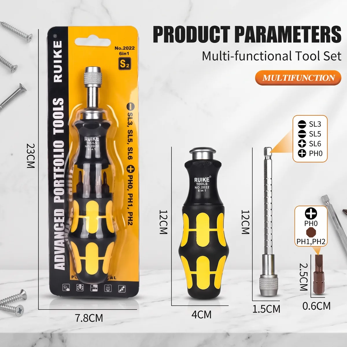 Bit Set Screwdriver Tool 6-in-1 Plastic Extendable image 6