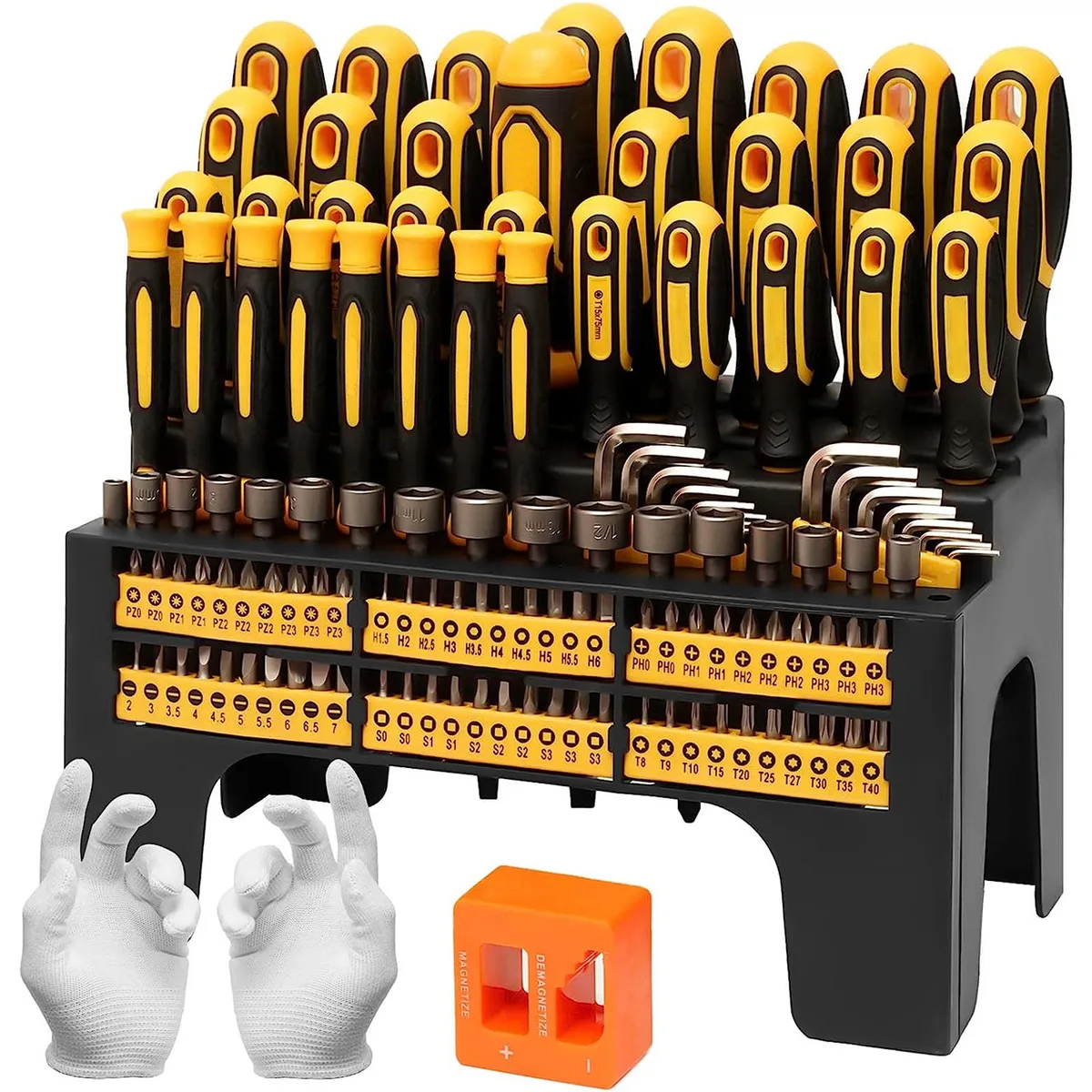 Screwdriver Bit Set Handle 131-Piece Chrome Plastic Demagnetizer image 2