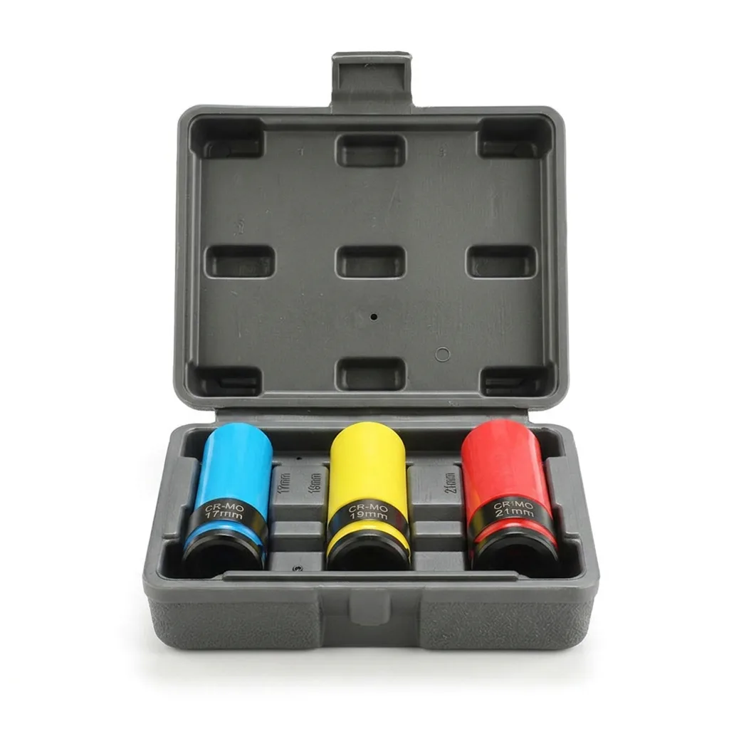OEM Customizable CrMo Lug Nut Impact Socket Set Chrome Finish DIY/Industrial Grade Tire Maintenance ColorSleeved Wheel Rim image 2