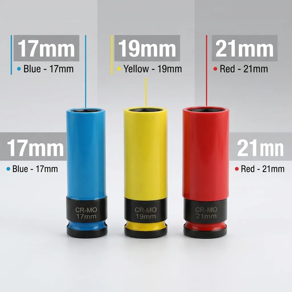 OEM Customizable CrMo Lug Nut Impact Socket Set Chrome Finish DIY/Industrial Grade Tire Maintenance ColorSleeved Wheel Rim image 3