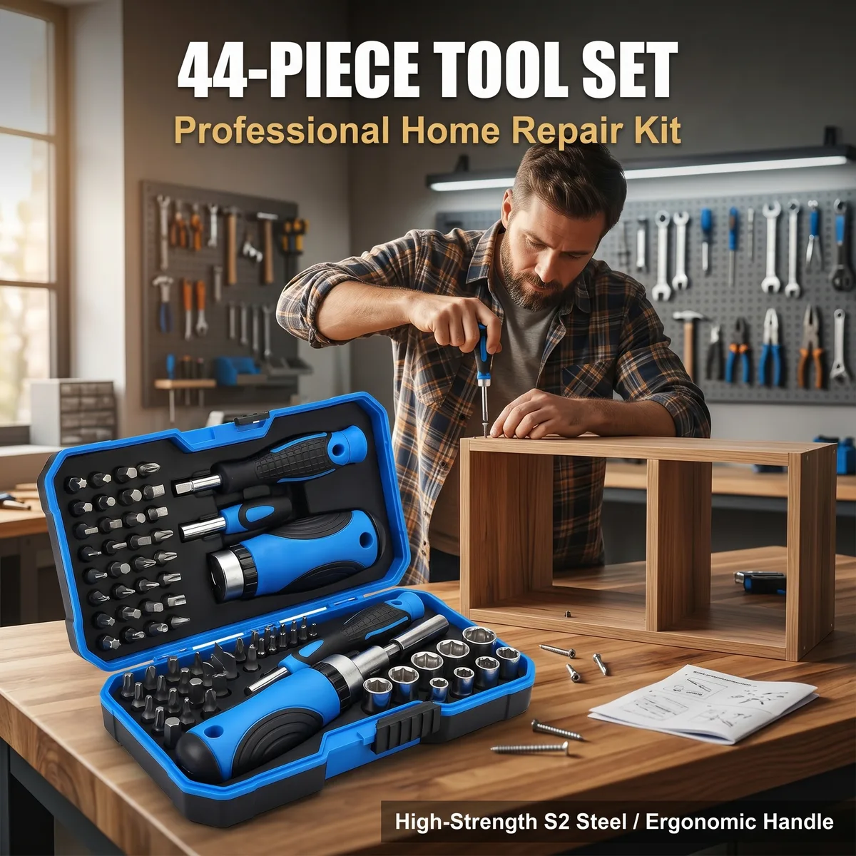 Screwdriver Set Ratchet Hex 44pieceMulti-Function Plastic Flathead image 6