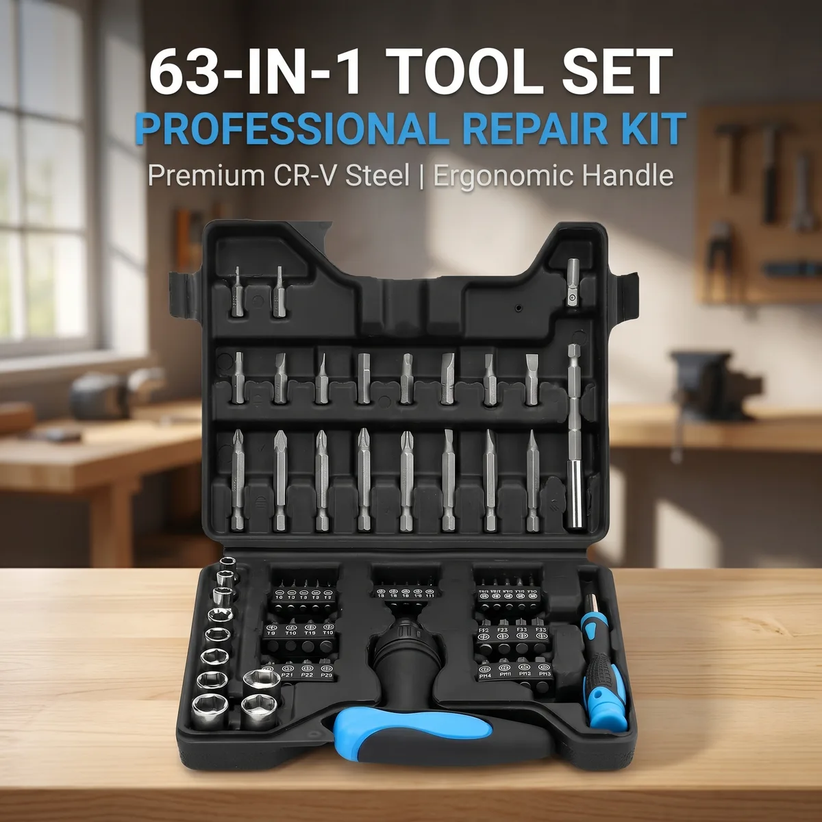 Tool Kit Repair Torx 63pcs Plastic Chrome Versatile image 3