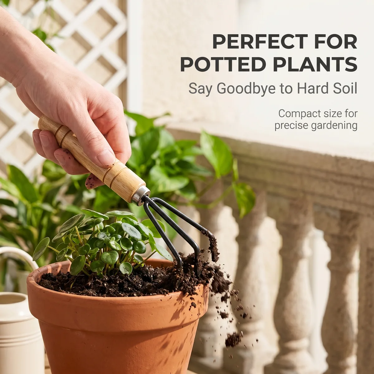 Gardening Three-Piece Set Wood Handle Thick Handles Iron Blade Planting Trowel Garden Spade Indoor Flower-Pot Tool image 6