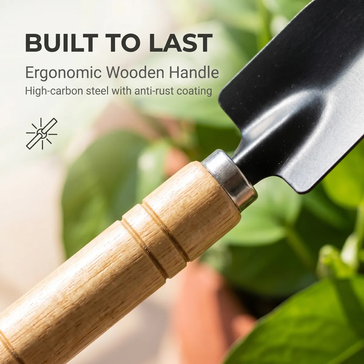 Gardening Three-Piece Set Wood Handle Thick Handles Iron Blade Planting Trowel Garden Spade Indoor Flower-Pot Tool image 7