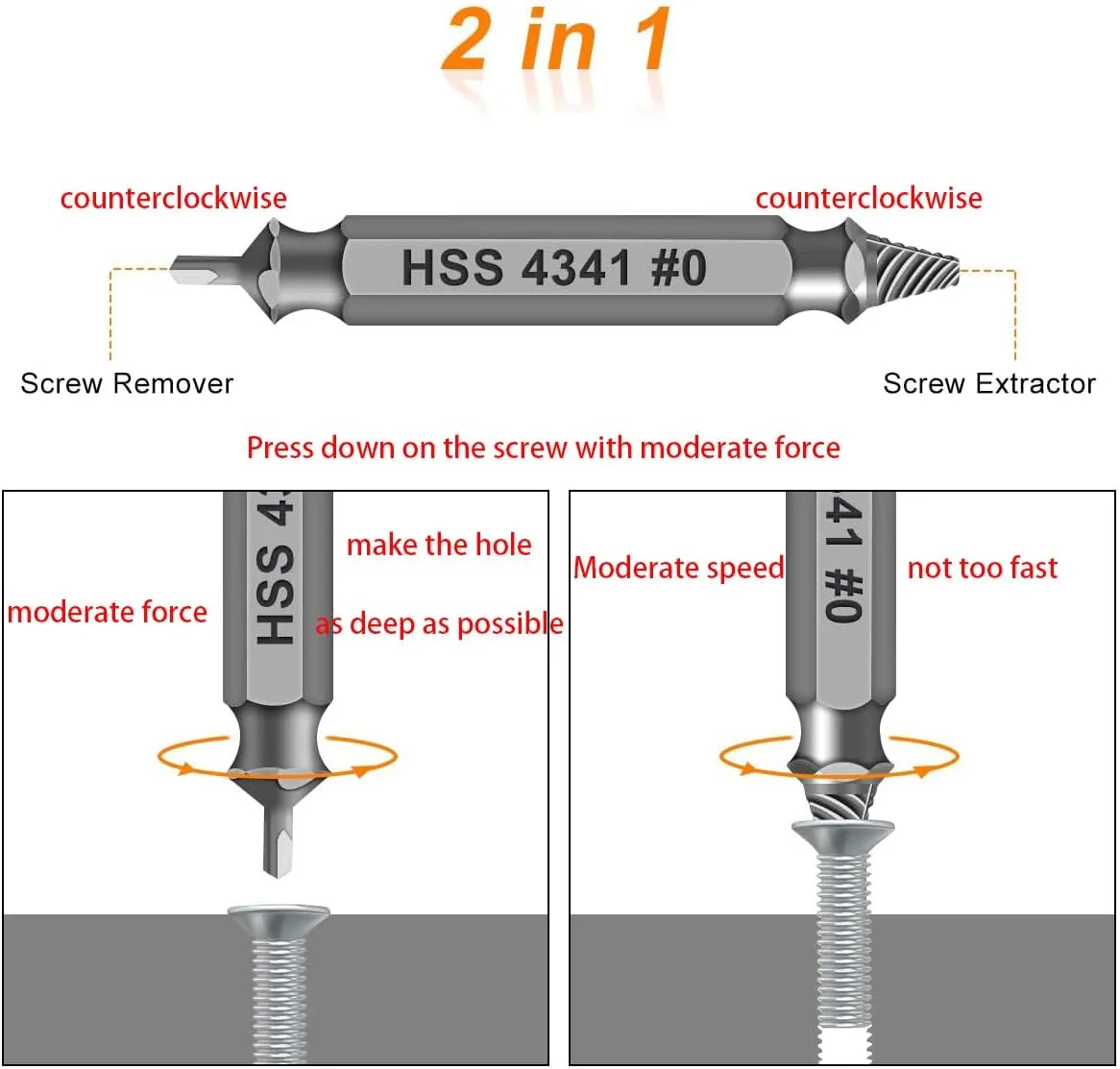 Damaged Screw Removal Tool Set-6 Pieces Screw Extractor for Rusty Broken Screws and Bolts Drill Compatible STL-SG2105 Model image 4