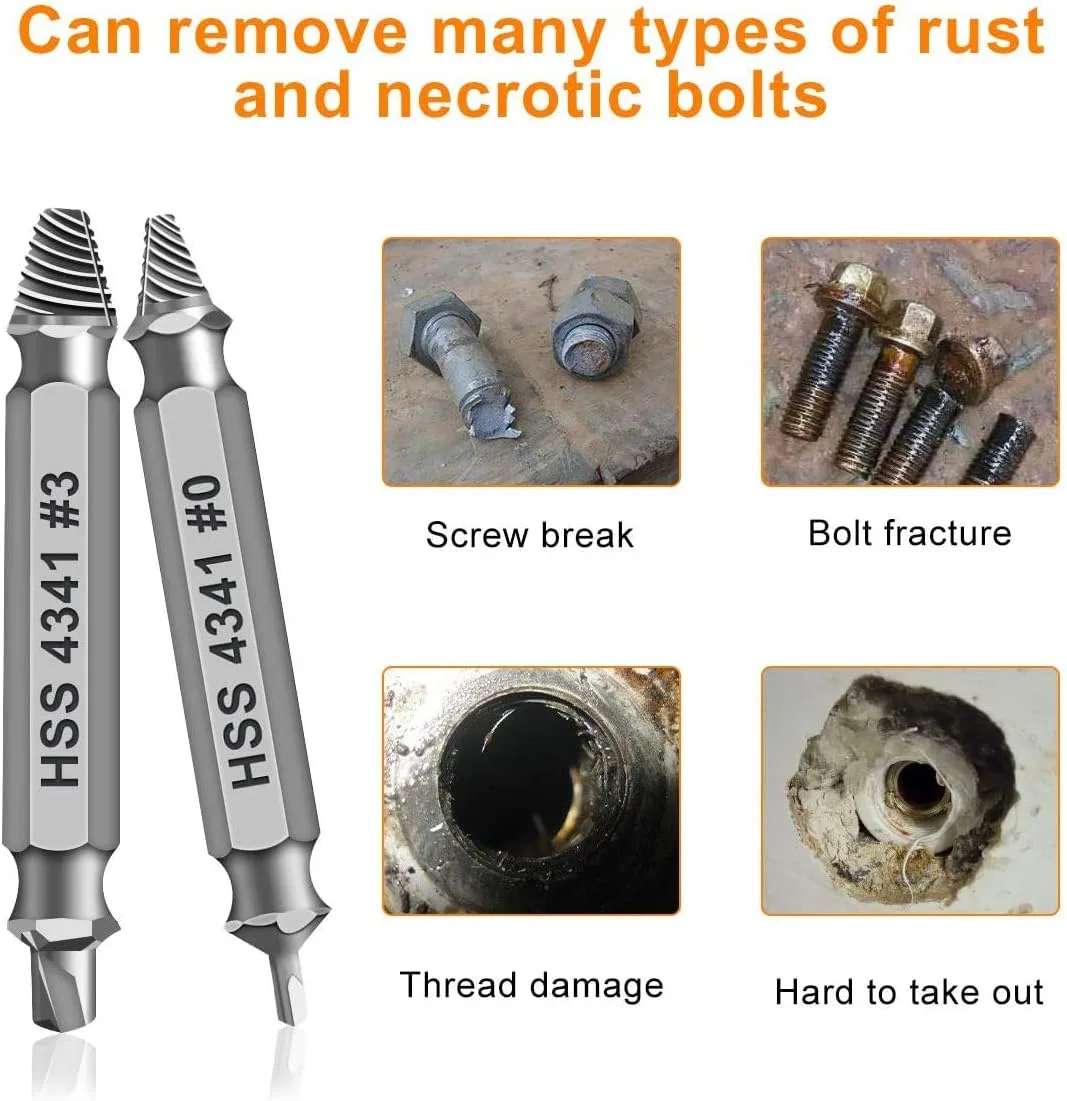 Damaged Screw Removal Tool Set-6 Pieces Screw Extractor for Rusty Broken Screws and Bolts Drill Compatible STL-SG2105 Model image 5
