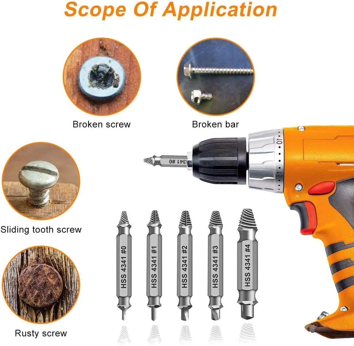 Damaged Screw Removal Tool Set-6 Pieces Screw Extractor for Rusty Broken Screws and Bolts Drill Compatible STL-SG2105 Model image 6