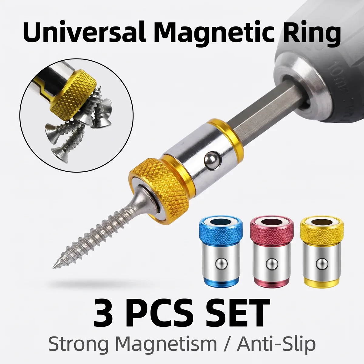 Non-slip Magnetic Ring Electric Phillips Bit Reinforced 3-Piece Screwdriver Set Steel DIY OEM Magnetizer image 4