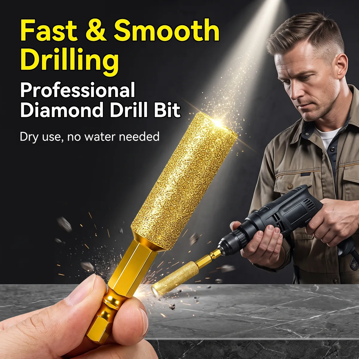 All-ceramic Tile Waterless Core Drill Bit Dry-Drilling Diamond Hex-Shank Hand-Held Electric Drill Brazed Grinding Set Drilling image 3